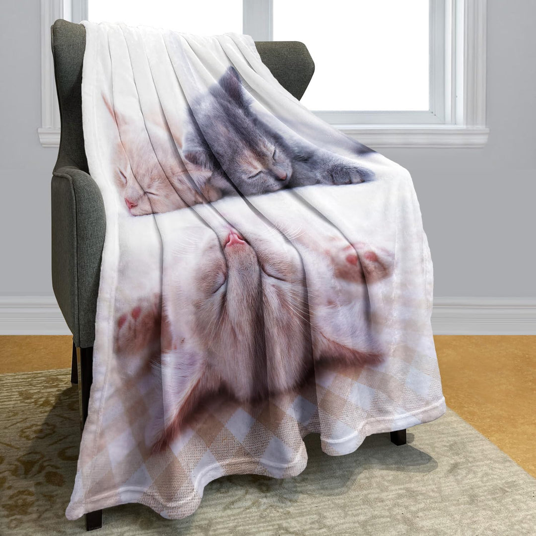 YISUMEI Bedruckte Kuscheldecke Schlafende Katzen Decke Weich Flanell Fleecedecke 150x200 cm 150 x 20