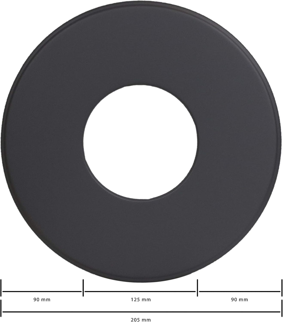 LANZZAS Ofenrohr Wand-Rosette mit 90 mm Rand - für den Durchmesser Ø 120 mm - Farbe: schwarz - Rauch