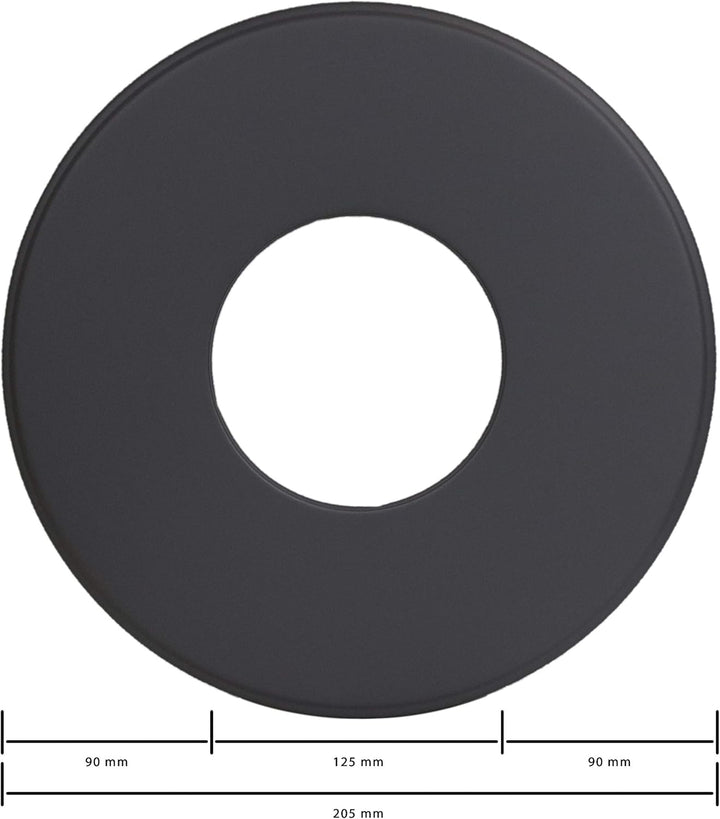 LANZZAS Ofenrohr Wand-Rosette mit 90 mm Rand - für den Durchmesser Ø 120 mm - Farbe: schwarz - Rauch