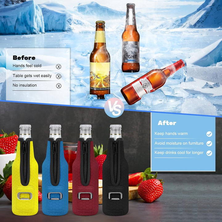 4 Stück 12oz 330ml Bier Flaschenkühler Neopren Manschette Bierkühler Flaschen Kühlmanschette Getränk