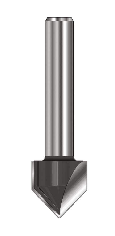 ENT 12052 V-Nutfräser und Schriftenfräser HW, Schaft (S) 8 mm, Durchmesser (D) 19,05 mm, NL 15,9 mm,