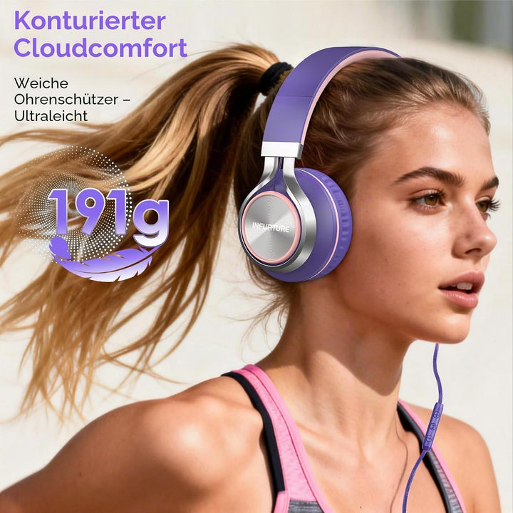 INFURTURE Kabelgebundene USB-C-Kopfhörer (Typ C) mit Mikrofon und Lautstärkeregler, verwicklungsfrei
