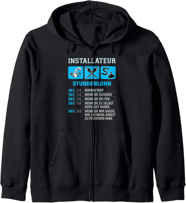 Stundenlohn Installateur Kapuzenjacke