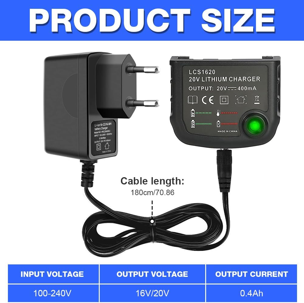 18V/20V Ladegerät Kompatibel mit Black & Decker, XPJBKC Lithium-Akku Ladegerät für Black und Decker