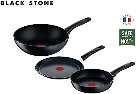 Tefal G28104 Black Stone Bratpfanne 24 cm | Mineralia+ Antihaftversiegelung | sicher | Thermo-Signal