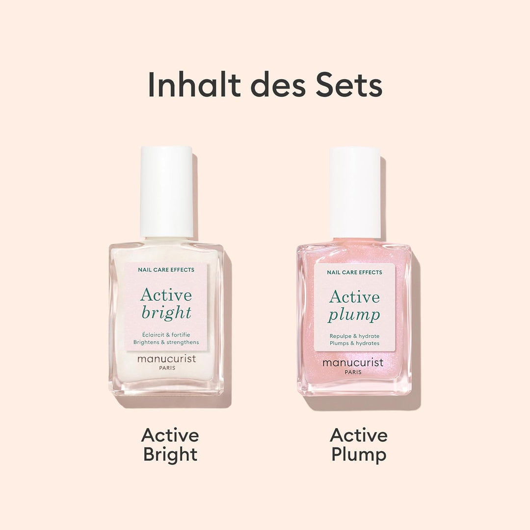 Manucurist Active Icons Duo Nagellack Set – Active Bright und Active Plump Nagellacke – Nagelhärter