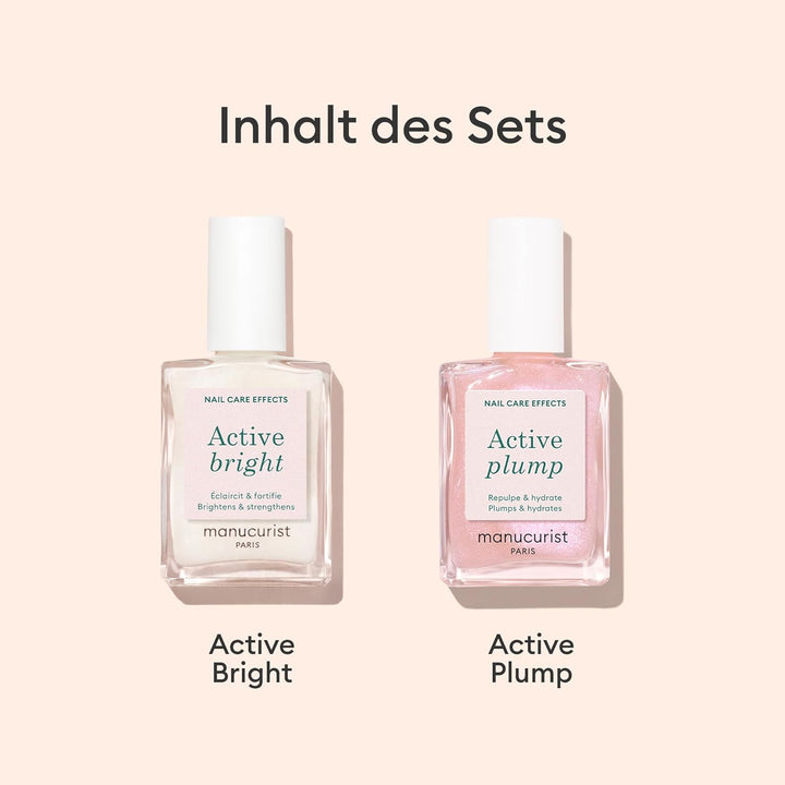 Manucurist Active Icons Duo Nagellack Set – Active Bright und Active Plump Nagellacke – Nagelhärter