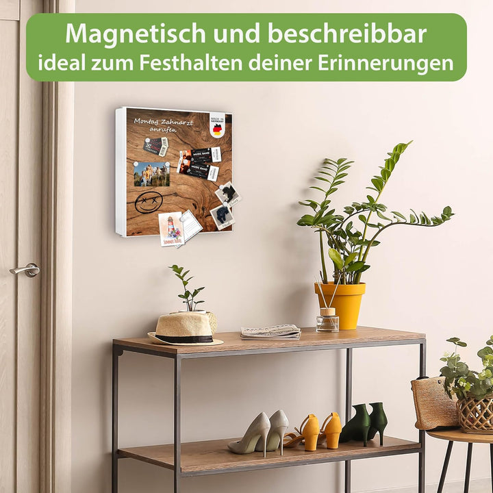 banjado® Grosser Schlüsselkasten Glas/Schlüsselbox 30cm x 30cm mit 50 Haken - Motiv Trockenes Holz/S