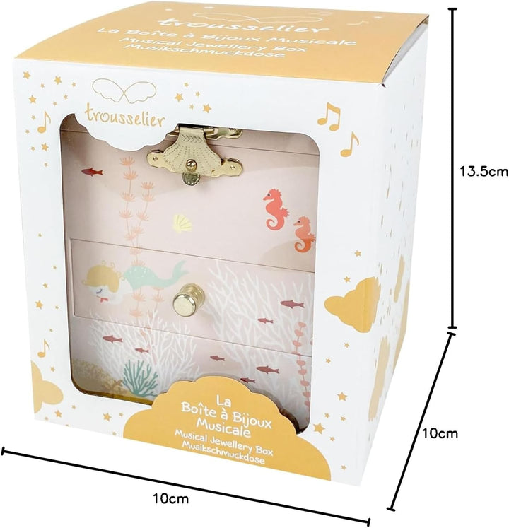 Trousselier 6260200 Schmuckbox für Kinder, Meerjungfrau, rosa Schmuckkästchen mit Musik und Schublad