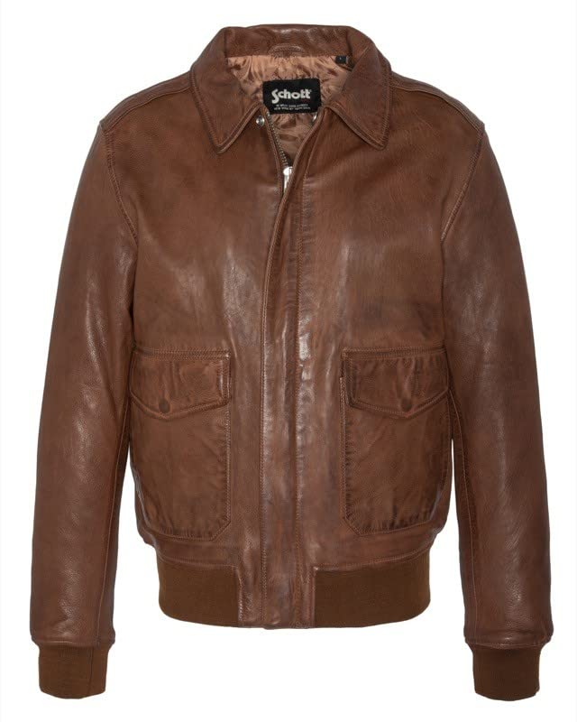 Schott NYC Herren Lcflightwx Jacket L cognac, L cognac