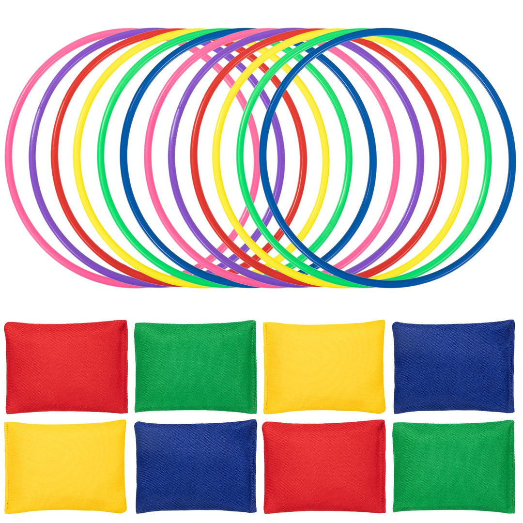 OOTSR 20 Stück Nylon Sitzsäcke Ringe Werfen Spiel Sets für Kinder, Sitzsäcke Werfen Legged Race für