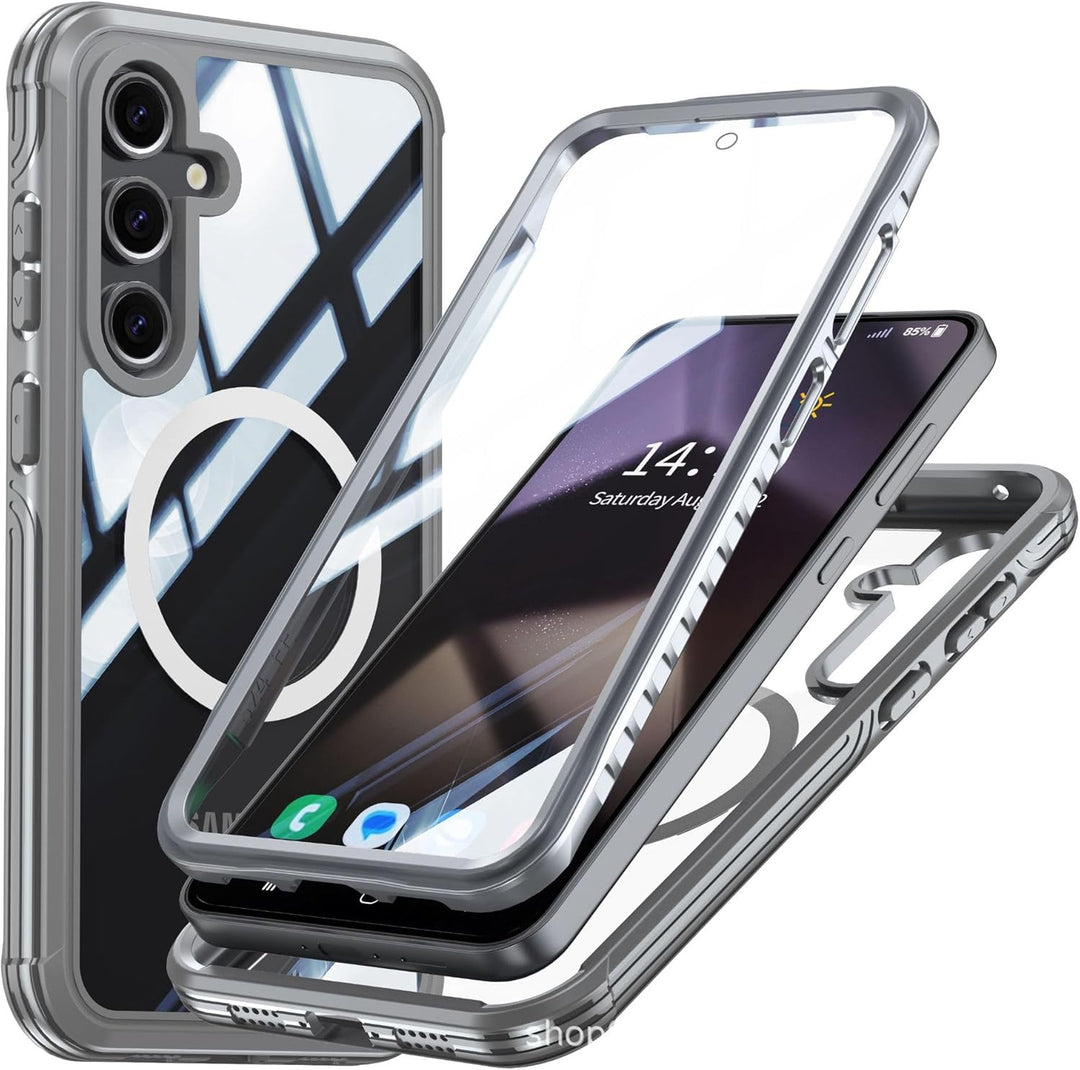 Miimall Dünn Hülle für Samsung Galaxy S24 FE Handyhülle mit Displayschutz, Kompatibel für MagSafe, 3