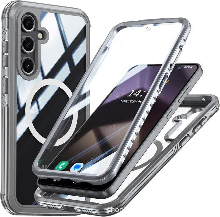 Miimall Dünn Hülle für Samsung Galaxy S24 FE Handyhülle mit Displayschutz, Kompatibel für MagSafe, 3
