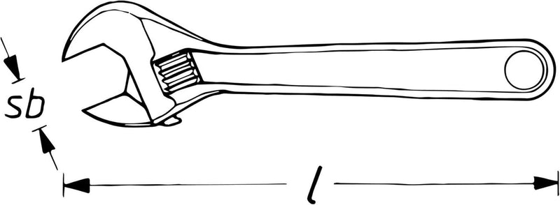 Hazet Einmaulschlüssel verstellbar phosphatiert DIN3117 Form B 382mm Länge: 382 mm, Länge: 382 mm