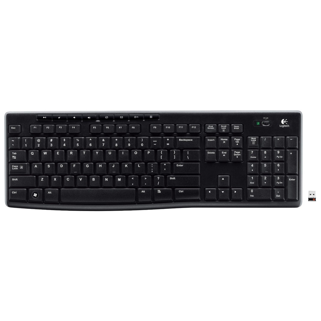 Logitech K270 Kabellose Tastatur, 2.4 GHz Verbindung via Unifying USB-Empfänger, 8 Multimedia- und S