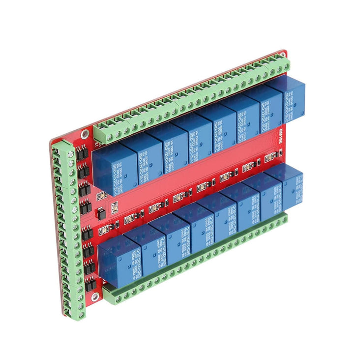 Relaisplatine, 16-Kanal-Relaismodul Schnittstellenplatine High Low Level Trigger DC 5/12/24V Schnitt
