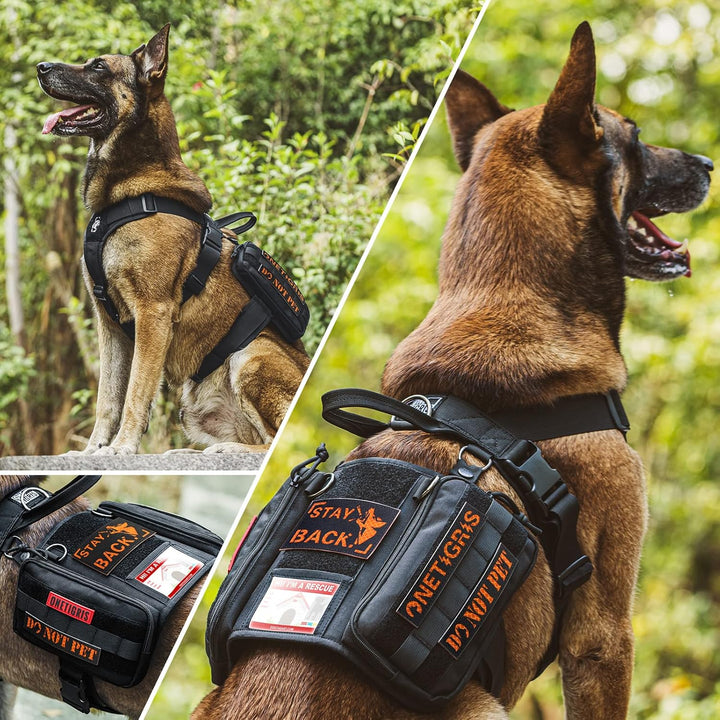 OneTigris Service Hundegeschirr, Guardian Geschirr mit 3 Edelstahl D-Ringen und Grosser Kapazität Ta