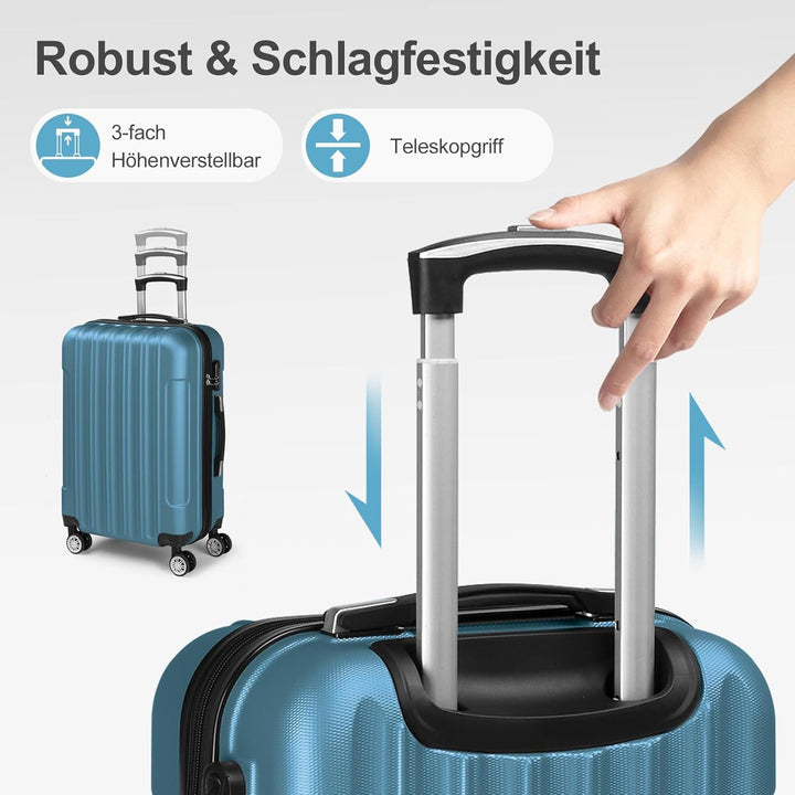 LALAHO Kofferset 5 teilig mit Kosmetikkoffer, Hartschalen Koffer Set aus ABS, Reisekoffer Set, Gepäc
