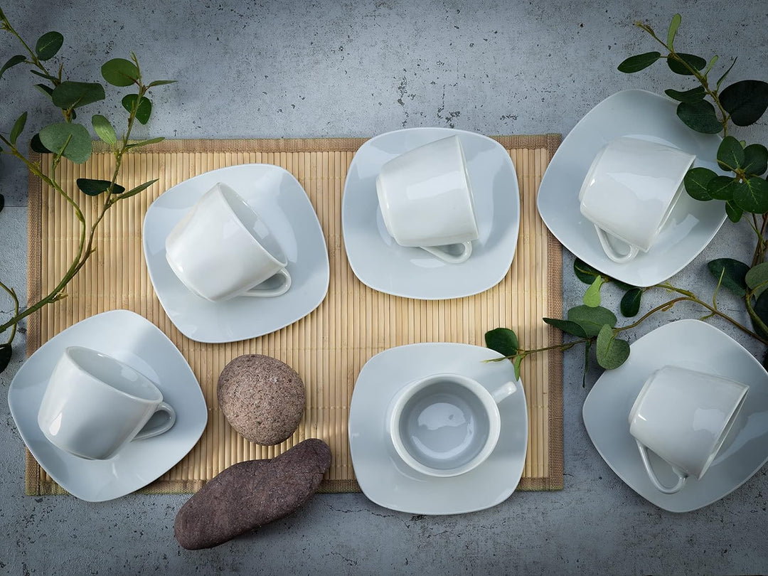 CreaTable, 11518, Serie Square Weiss, Kaffeetassen Set 20 cl, 12 teilig