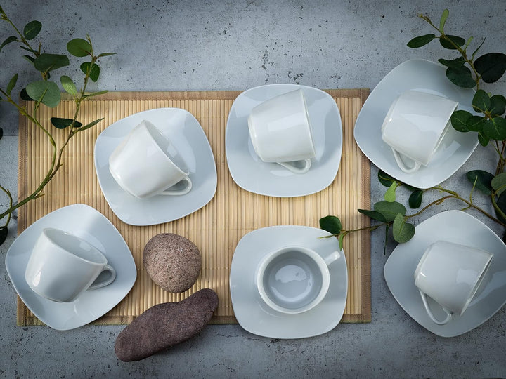 CreaTable, 11518, Serie Square Weiss, Kaffeetassen Set 20 cl, 12 teilig