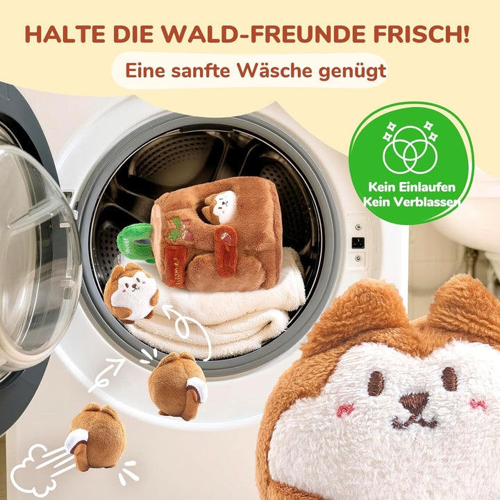JoyCat Baby Spielzeug 6-12 Monate, Montessori BabySpielzeug Baumhaus | 5 Plüsch Eichhörnchen, Rassel