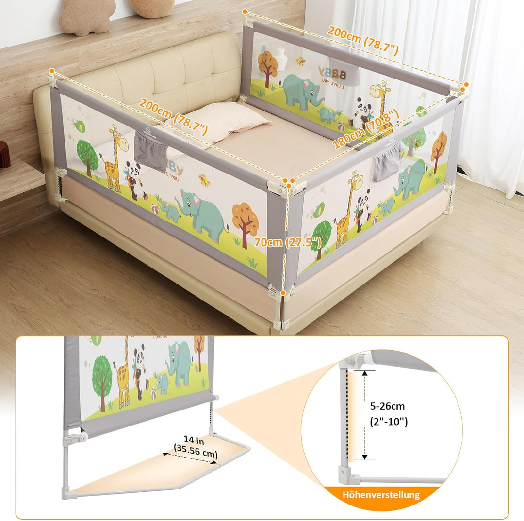 Bettgitter für Kleinkinder, 3 Stück Bettschutzgitter für Kinder Kinderbettgitter Babybettgitter Klap