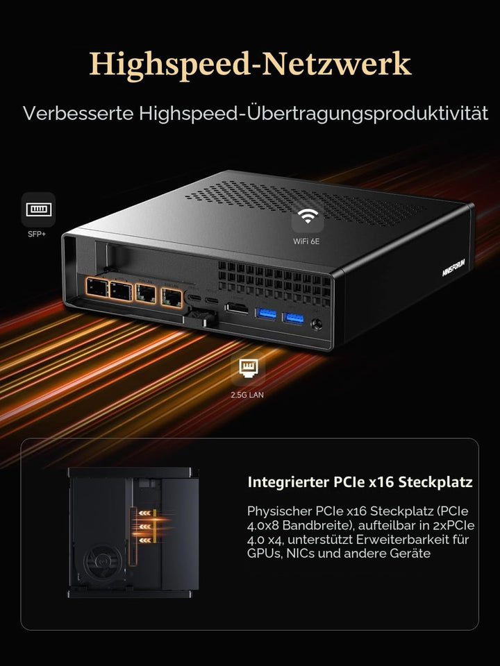 MINIS FORUM Mini PC MS-A2, AMD Ryzen 9 8945HX 16 Kerne/32 Threads Prozessor bis zu 5,4 GHz, Barebone