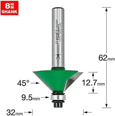 Trend Selbstgeführter Anfaser 45 Grad Winkel x 12,7 mm Fräser, C049X8MMTC