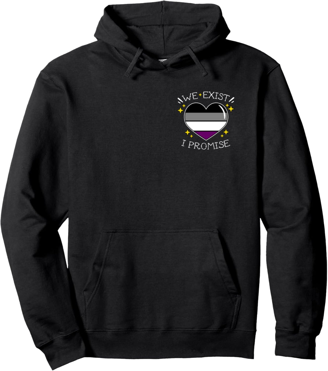 Asexual Pride Gay Heart We Exist I Promise Pocket Pullover Hoodie