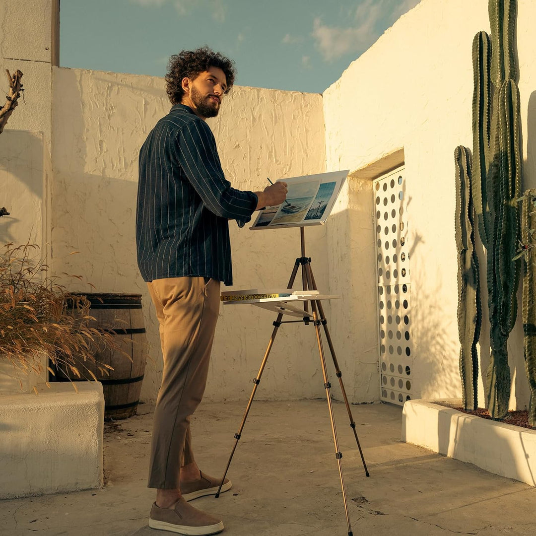 MEEDEN Field Staffelei Aluminium: Tragbare Plein Air Easel mit Tasche Aquarellpalette & Regale Set,