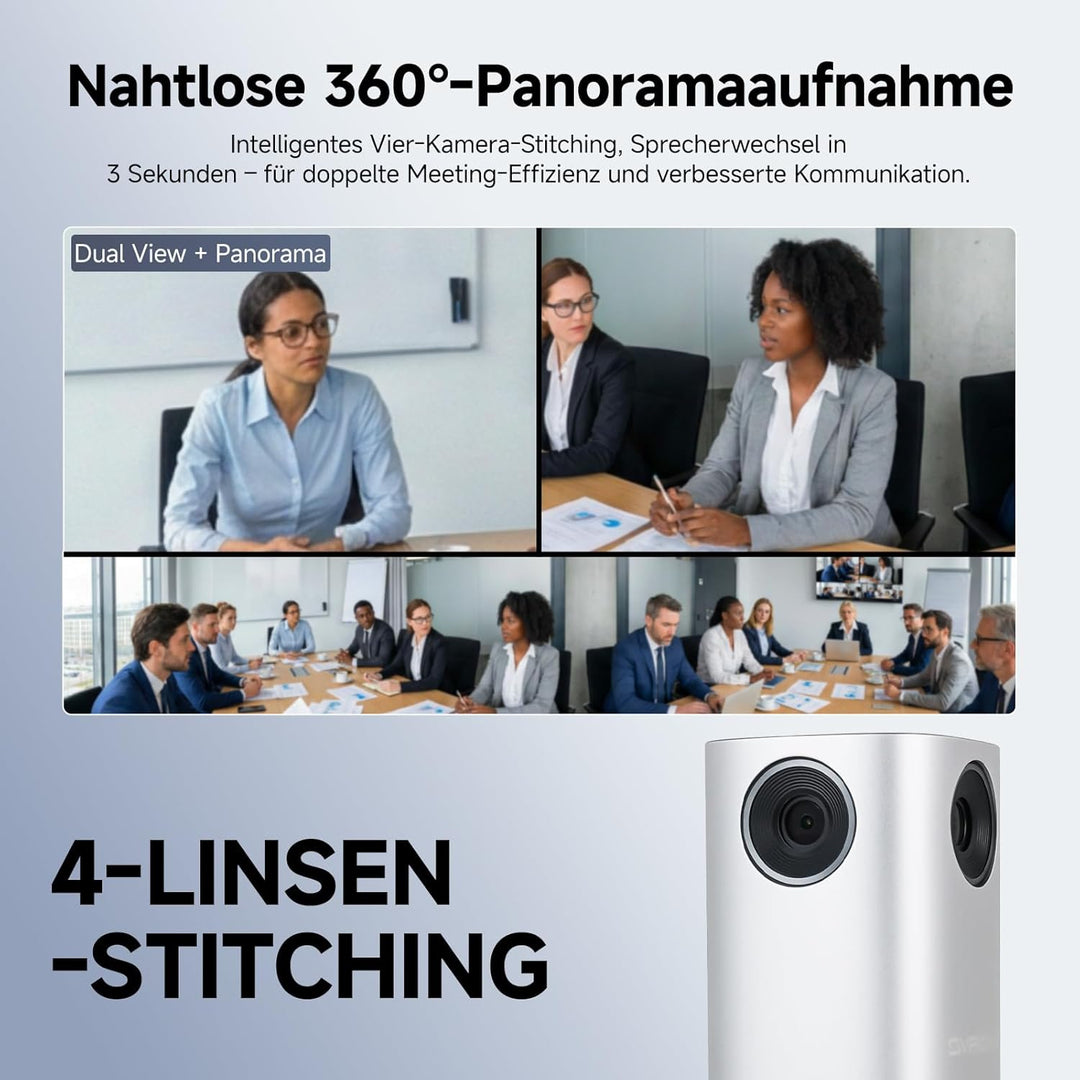 SVBONY SVN A1 360° All-in-One-Videokonferenzkamera, KI-Sprechererkennung, 4-Mik 360°-Sprachaufnahme,