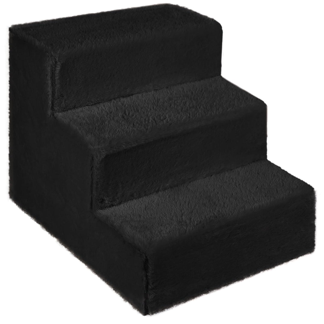 Mg Design Hundetreppe 3 Stufen in Schwarz – Stabiler Holzrahmen, gelenkschonend, leicht &amp; mobil, für