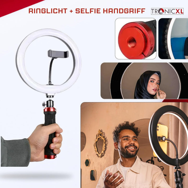 Handgriff + Ringlicht Lampe für Smartphone iPhone Halterung Ständer flexibel Kamerastativ für TikTok