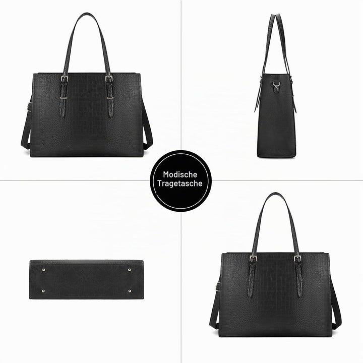 Lubardy Handtasche Damen Shopper Damen Gross Schwarz Laptop Tasche 15.6 Zoll Elegant PU Leder Umhäng