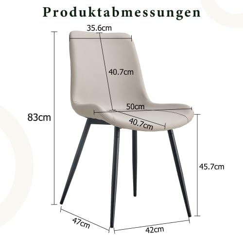 Esszimmerstühle 4er Set Kunstleder – Polsterstuhl mit breiter Sitzfläche & Rückenlehne, ergonomisch,