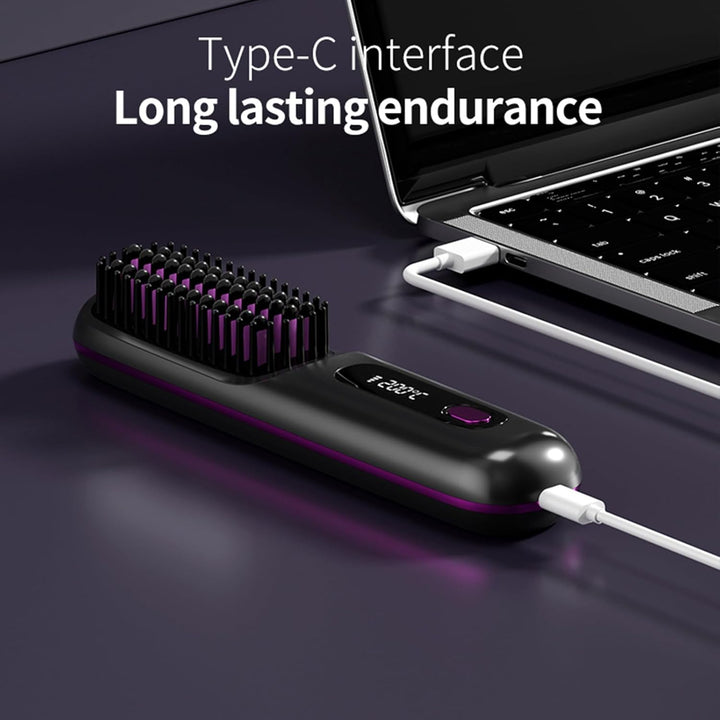 Go Brush Pro,Numoya Tragbare Glättungsbürste für Haarstyling,GoBrush Pro Hair Numoya,Wiederaufladbar