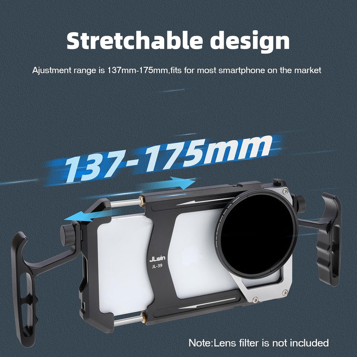 Hersmay Universal Phone Video Rig Kit with Handles + 67mm Thread Filter Adapter Phone Cage for iPhon