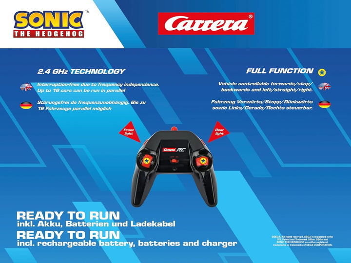 Carrera RC Team Sonic Racing - Sonic | Ferngesteuertes Auto | Rennboliden mit LED-Scheinwerfer | 27