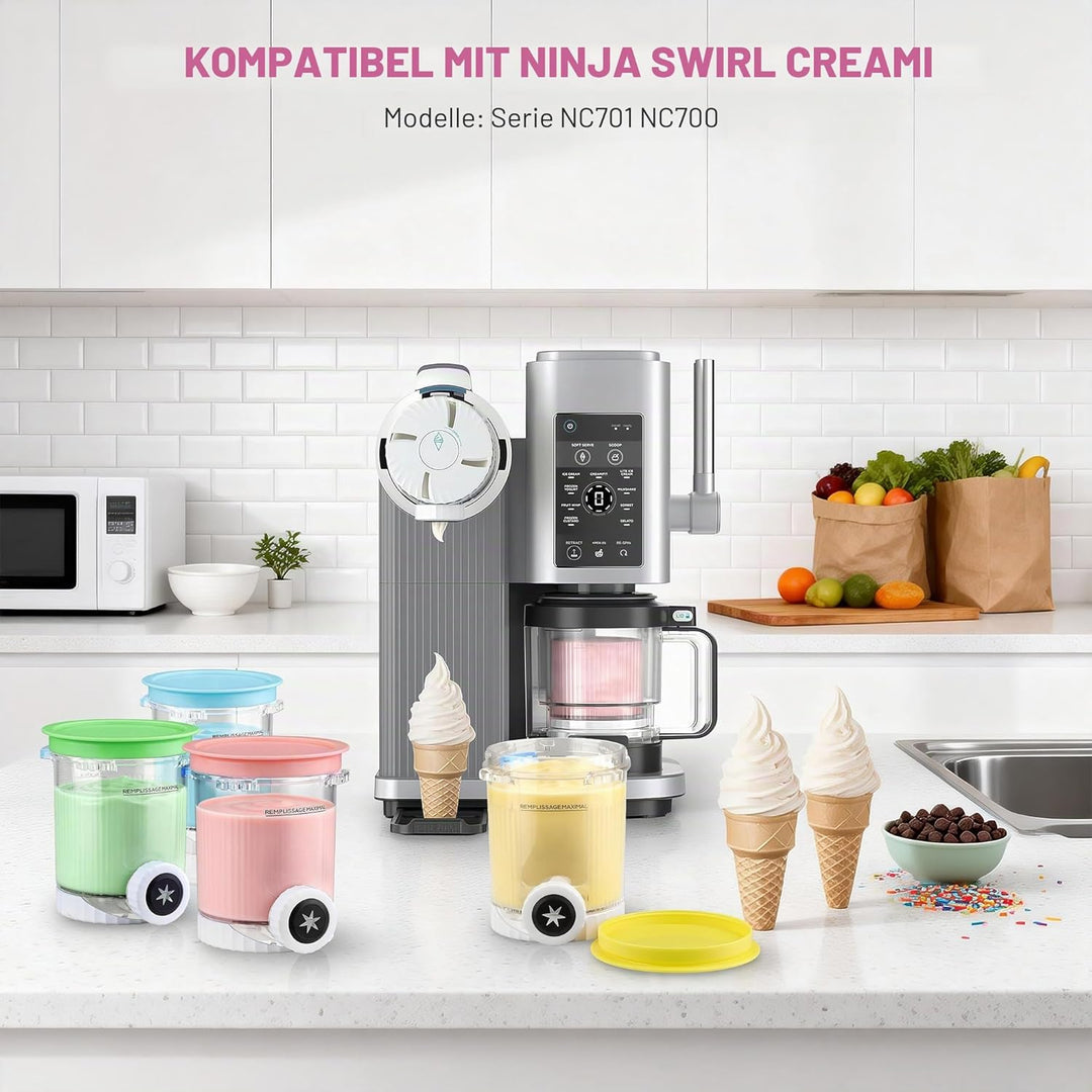 4 Stück für Ninja Creami Behälter - Zubehör für Modelle NC701EU/NC700, BPA-frei, Geschirrspülergeeig