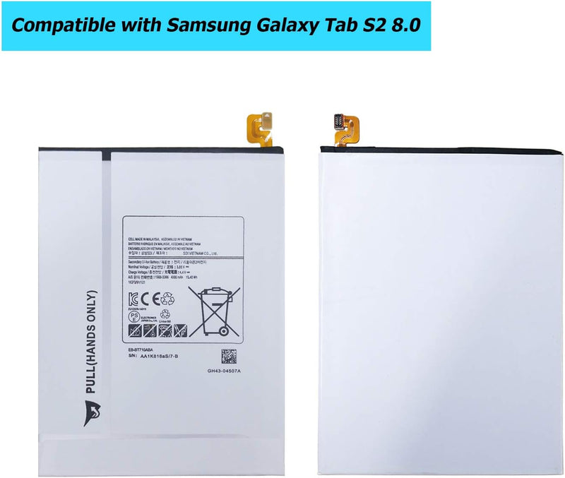 Vvsialeek EB-BT710ABE Ersatz Akku Kompatibel Für Samsung Galaxy Tab S2 8,0 LTE-A SM-T710 SM-T715 SM-