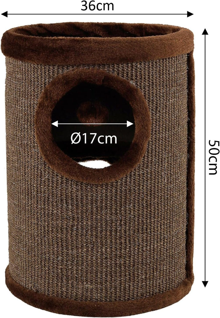 lionto Kratztonne aus Sisal mit Plateau und Spielball Kratzturm, Höhe 50 cm braun Braun 50 cm Höhe,