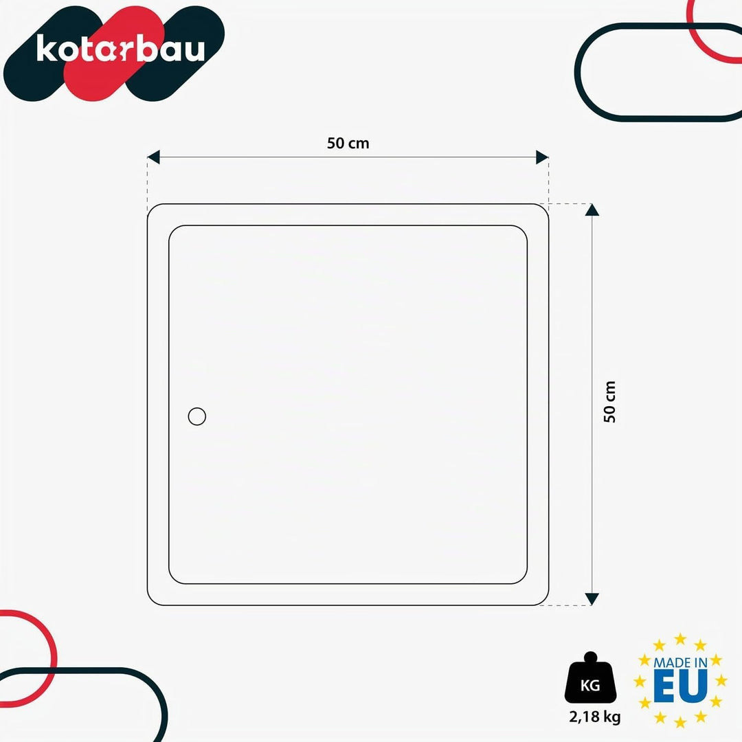 KOTARBAU® Revisionsklappe Grösse 50x50cm mit Schlüssel Edelstahl Silber für Revisionsschächte, 50x50