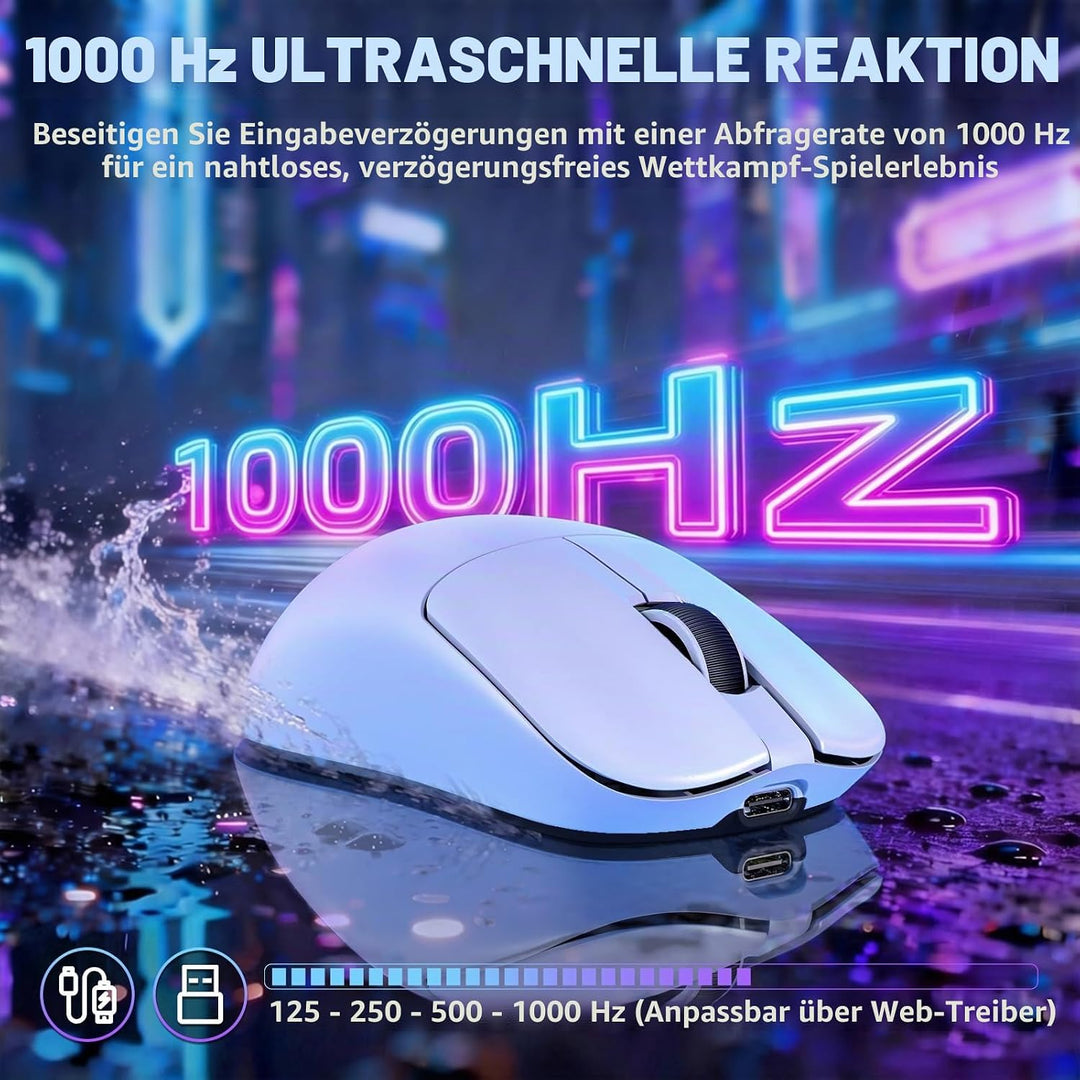 ZIYOU LANG×MAGIC-REFINER AJ199 Kabellose Gaming Maus Leicht, 49g Tri-Modus 2.4G/BT/Kabel, PixArt PAW