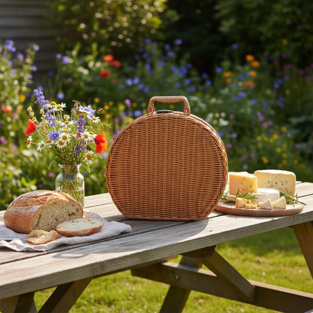 Rattan Aufbewahrungskorb Koffer, Rattan-Koffer mit Hand kleine Koffer Vintage-Koffer Gewebter Aufbew