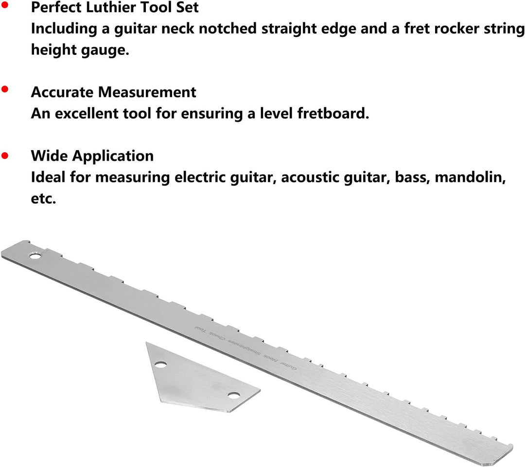 Gitarrenhals-Lineal, einfache Verwendung, Edelstahl, rostfrei, Wippsaitenmessgerät, präzise, tragbar