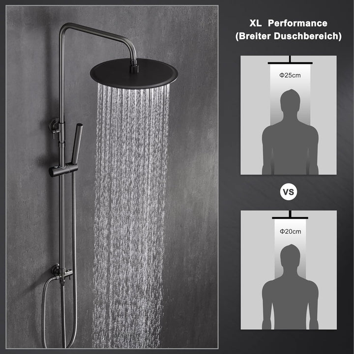 Görbach Edelstahl Duschset ohne Armatur, Regendusche Duschsystem mit Duschkopf, Duschstange, Duschsc