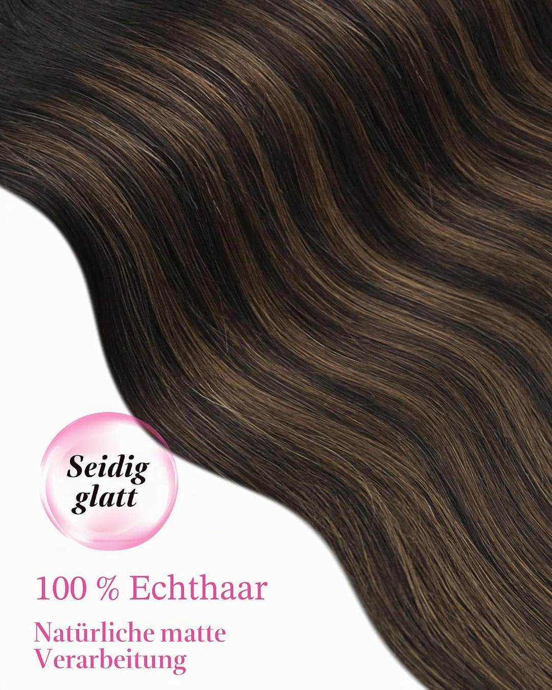 YoungSee Echthaar Extensions Tape Braun 60 cm Tape Extensions Echthaar Braun Ombre Echthaar Tape in