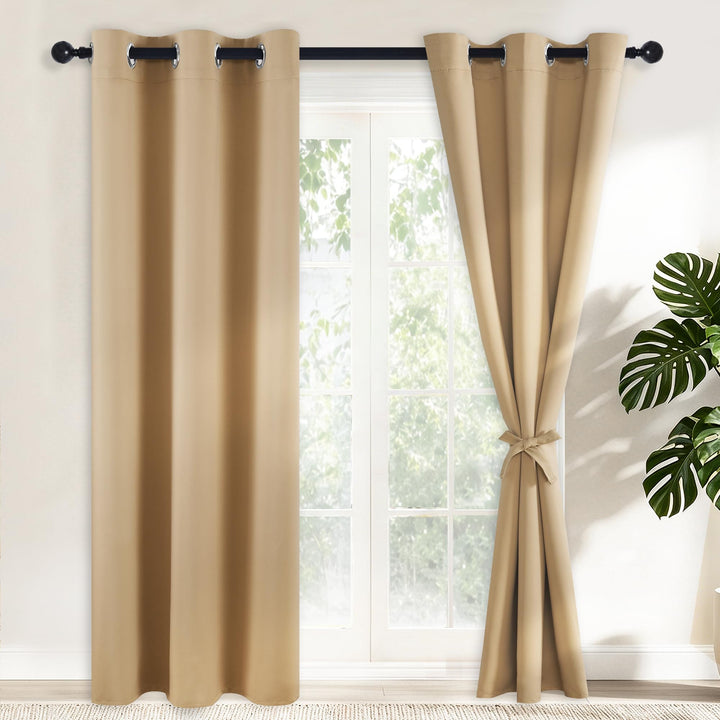 Hiasan Verdunklungsvorhänge Gardinen mit Ösen,Beige Blickdicht Vorhänge,2 Stück,117 x 228 cm (Breite