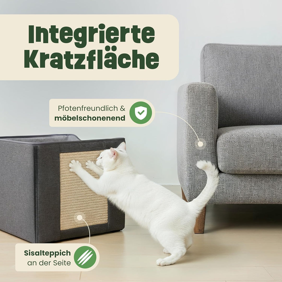 zooprinz katzenhöhle cat cave – kuschelhöhle für Katzen & grosse Katze, warmes katzenbett beige mit