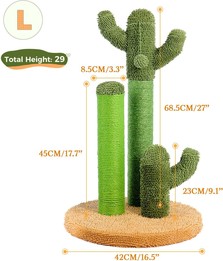 PAWZ Road Kratzbaum Kaktus, kreatives Katzenbaum-Design, 3 Pfosten in 1 Set, braun, L 68,5 cm L Brau